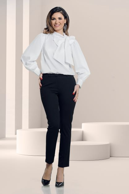 Pantaloni Effect bleumarin office conici [3]
