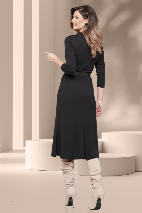 Rochie neagra trei sferturi decupata la gat [3]