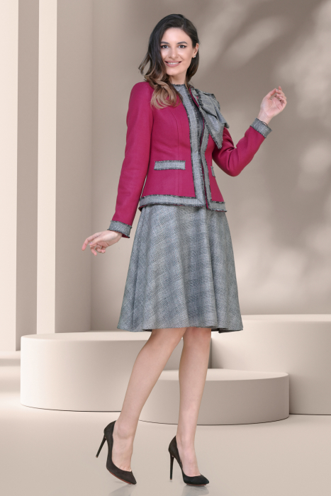 Sacou Effect stofa fucsia cu funda pe umar [2]