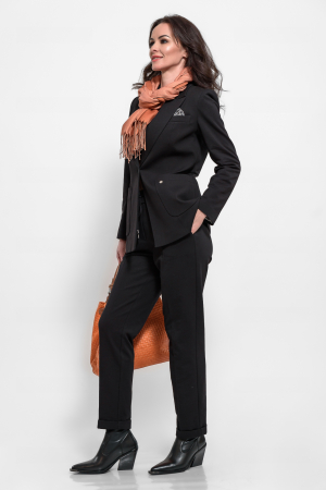 Compleuri - Pantaloni negri conici cu elastic in talie, snur si manseta ingusta