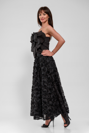 Fuste - Fusta tulle negru cu flori 3D