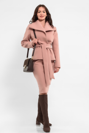 Compleuri cu fustă - Costum stofa roz cu fusta conica