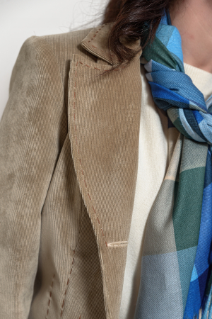 Sacou catifea reiata bej cusaturi ornamentale [4]