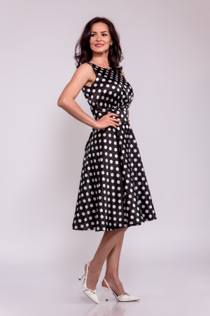 Rochie scurta petrecuta la spate_negru buline albe [1]
