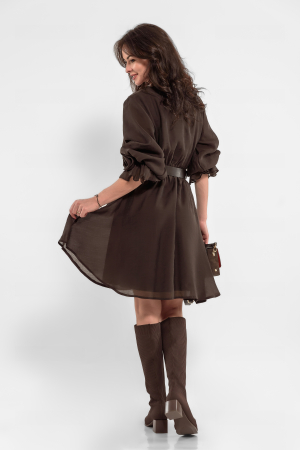 Rochie petrecuta maro ciocolata cu trandafiri handmade la maneci [2]