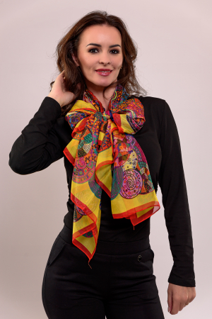 Esarfe - Esarfa voal imprimeu multicolor