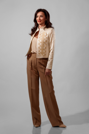 Sacou Effect elegant din brocart_crem [1]