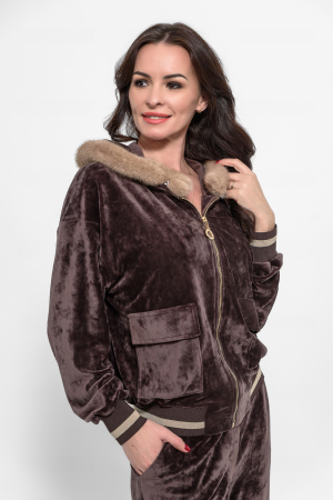 Compleu casual catifea maro cu blanita [3]