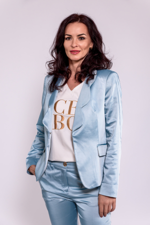 Colectia Noua - Sacou Cristina Barros, satin blue pastel