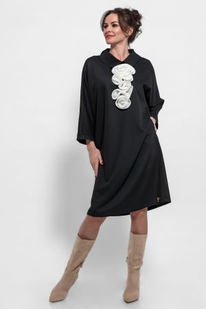 Rochii - Rochie stofa marime mare cu accesoriu handmade