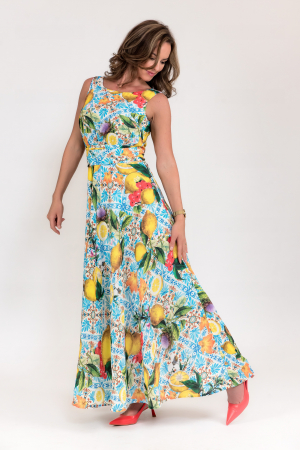 Rochii elegante - Rochie lunga din voal cu imprimeu digital