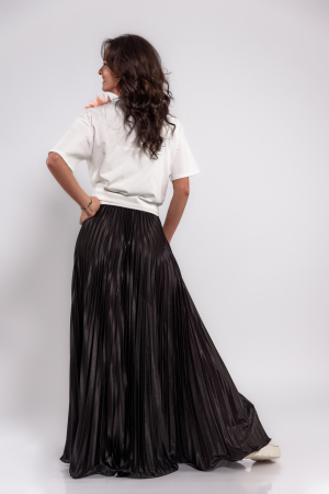 Fusta lunga plisata  negru satinat [1]