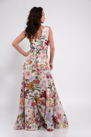 Rochie lunga eleganta cu flori multicolore [2]