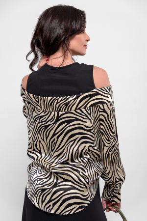 Rochie ce murmură eleganță,  cu umeri dezgoliti si imprimeu zebră [3]