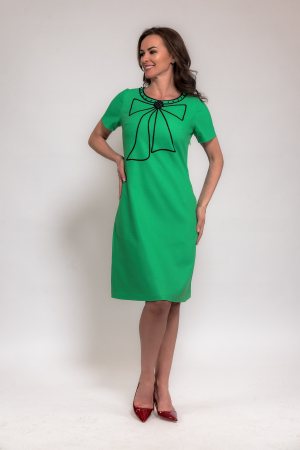 Rochii brodate - Rochie stofa impletita cu broderie din snur in forma de funda