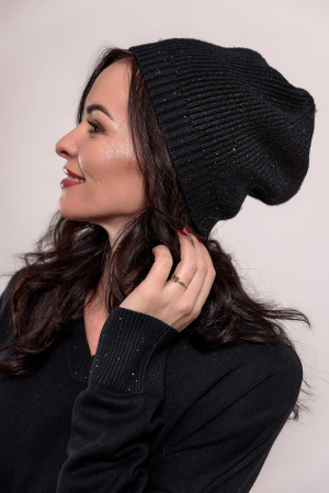 Compleu  negru tricotat cu caciulita [3]