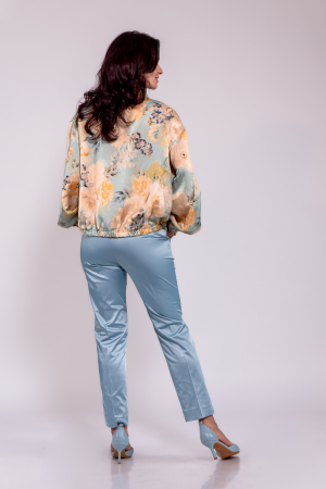 Pantaloni Cristina Barros conici, bleu, slit lateral [1]