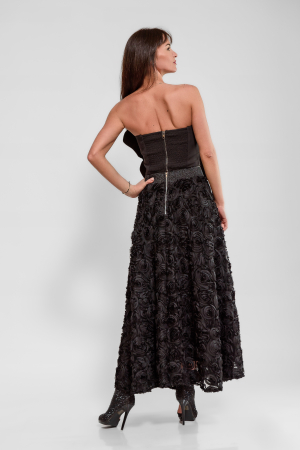 Fusta tulle negru cu flori 3D [1]