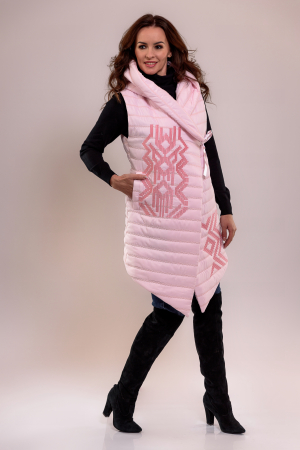 Veste brodate - Vesta Effect fas roz pal cu broderie coloana infinitului
