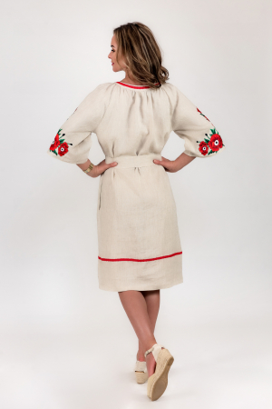 Rochie tip camasa din in 100% cu broderii si dantela [1]