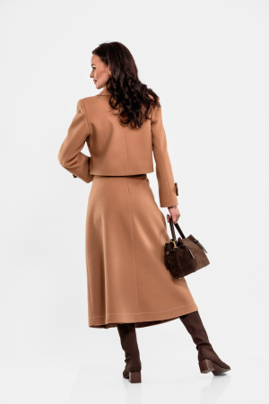 Fusta Effect capucino midi , cusaturi ornamentale in contrast [1]