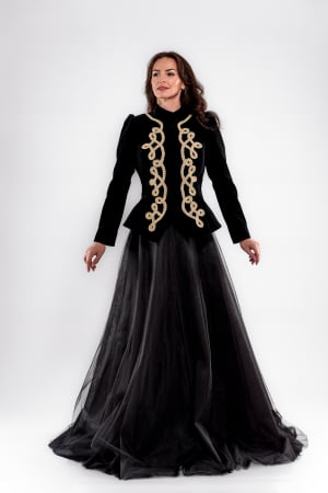 Fuste - Fusta extra lunga din tulle  negru cu rijelina