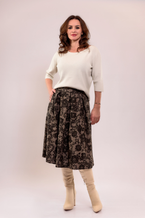 Fusta Effect stofa cu flori maro [1]