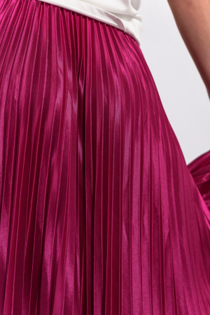 Fusta satinata lunga plisata  roz fucsia [3]