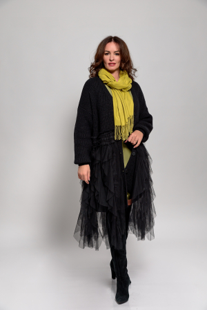 Cardigan tricotat cu volane din tulle [2]