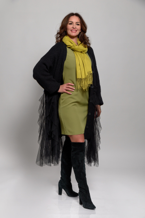 Cardigan tricotat cu volane din tulle [3]