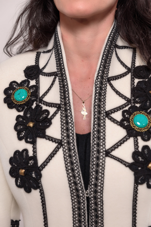 Palton Effect 100% lână cu aplicatii handmade [6]