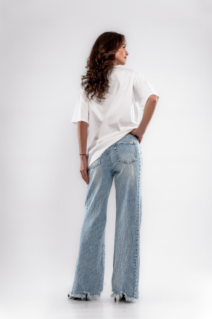 Tricou oversize cu logo motivational si strasuri [2]