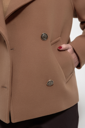 Jacheta scurta  oversize camel cu guler de blana [5]