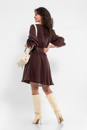 Rochie bordo cu trandafiri handmade la maneci [2]