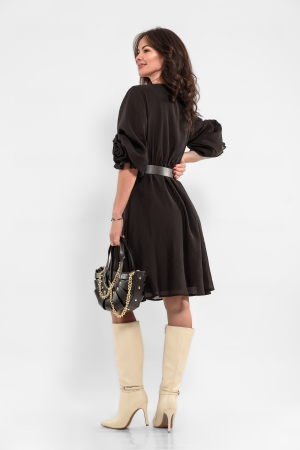 Rochie neagra cu trandafiri handmade la maneci [2]