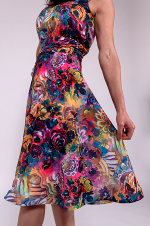 Rochie scurta petrecuta la spate_pictura multicolora [3]