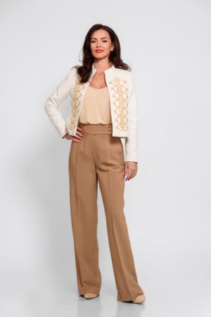 Pantaloni - Pantalon Cristina Barros cu croiala larga, drepti