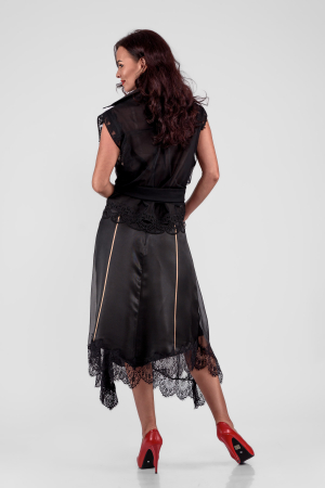 Fusta cu design couture din tafta, voal si dantela chantilly [2]