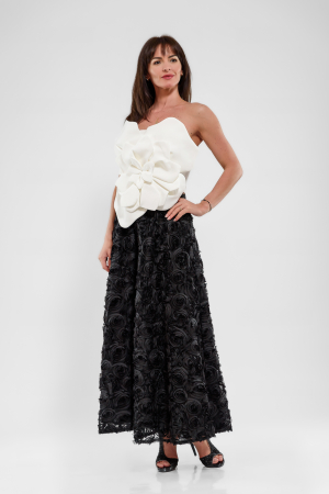 Fusta tulle negru cu flori 3D [3]