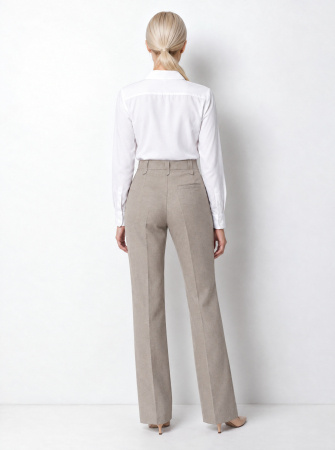 Pantalon office drepti cu talie inalta light grey [1]