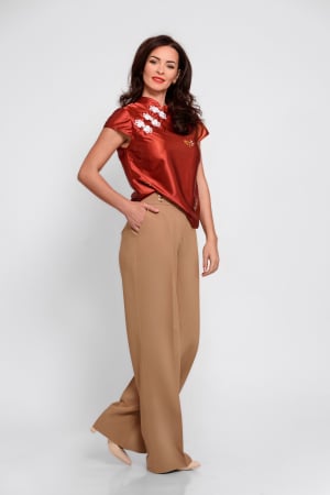 Bluze elegante - Bluza Effect cu influente orientale in nuante de caramiziu