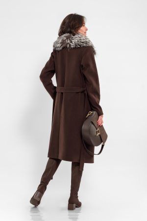 Palton maro ciocolata cu blanita la gat [1]