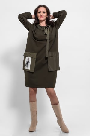 Rochii - Rochie  oliv  marime mare cu aplicatie balerina