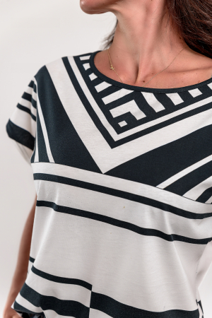 Tricou bumbac cu imprimeu geometric [2]