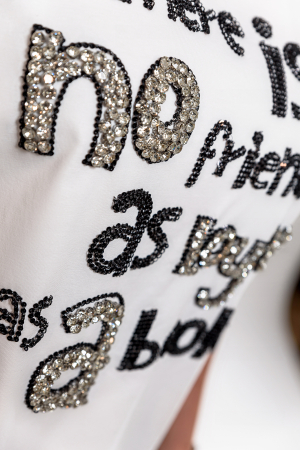 Tricou oversize cu logo motivational si strasuri [4]