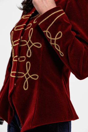 Sacou Effect catifea Burgundy cu detalii aurii [2]