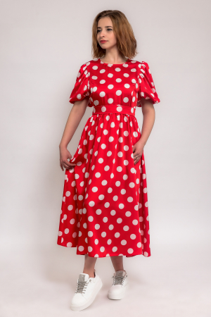 Rochii elegante - Rochie rosie cu buline