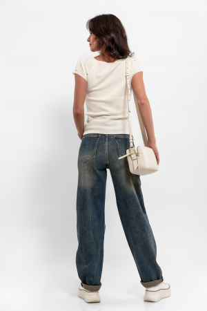 Blugi trendy baggy cu nasturi cu strasuri [3]