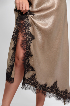 Compleu rochie cu pulover asimetric_bej [6]