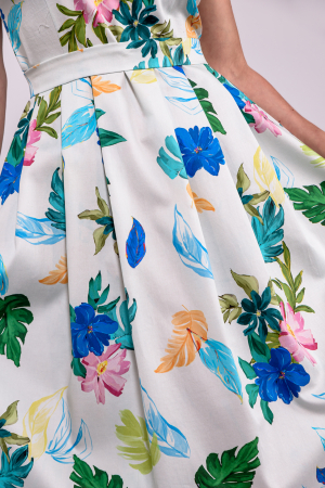 Rochie cu pliuri_ bleu, flori albastre [4]
